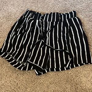 Black and white striped shorts